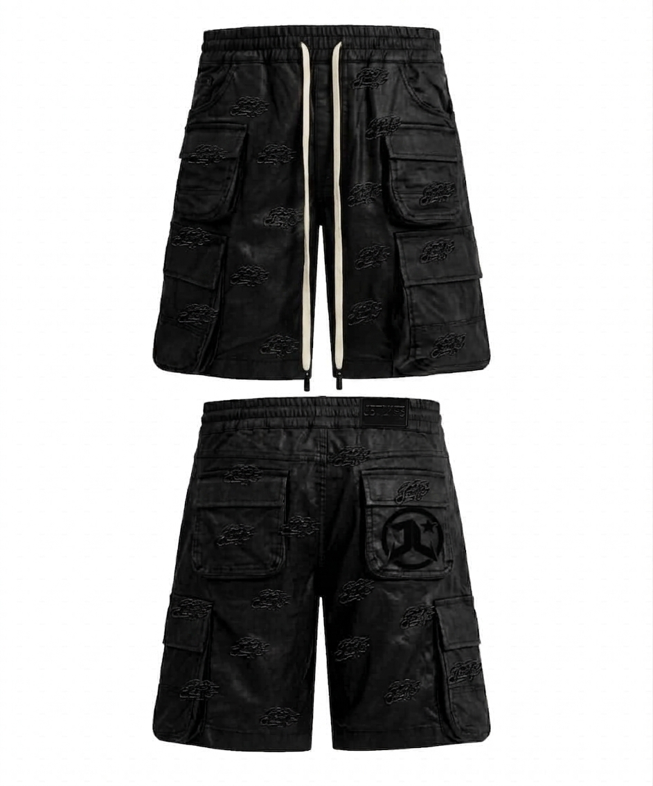 WAXED DENIM SHORTS