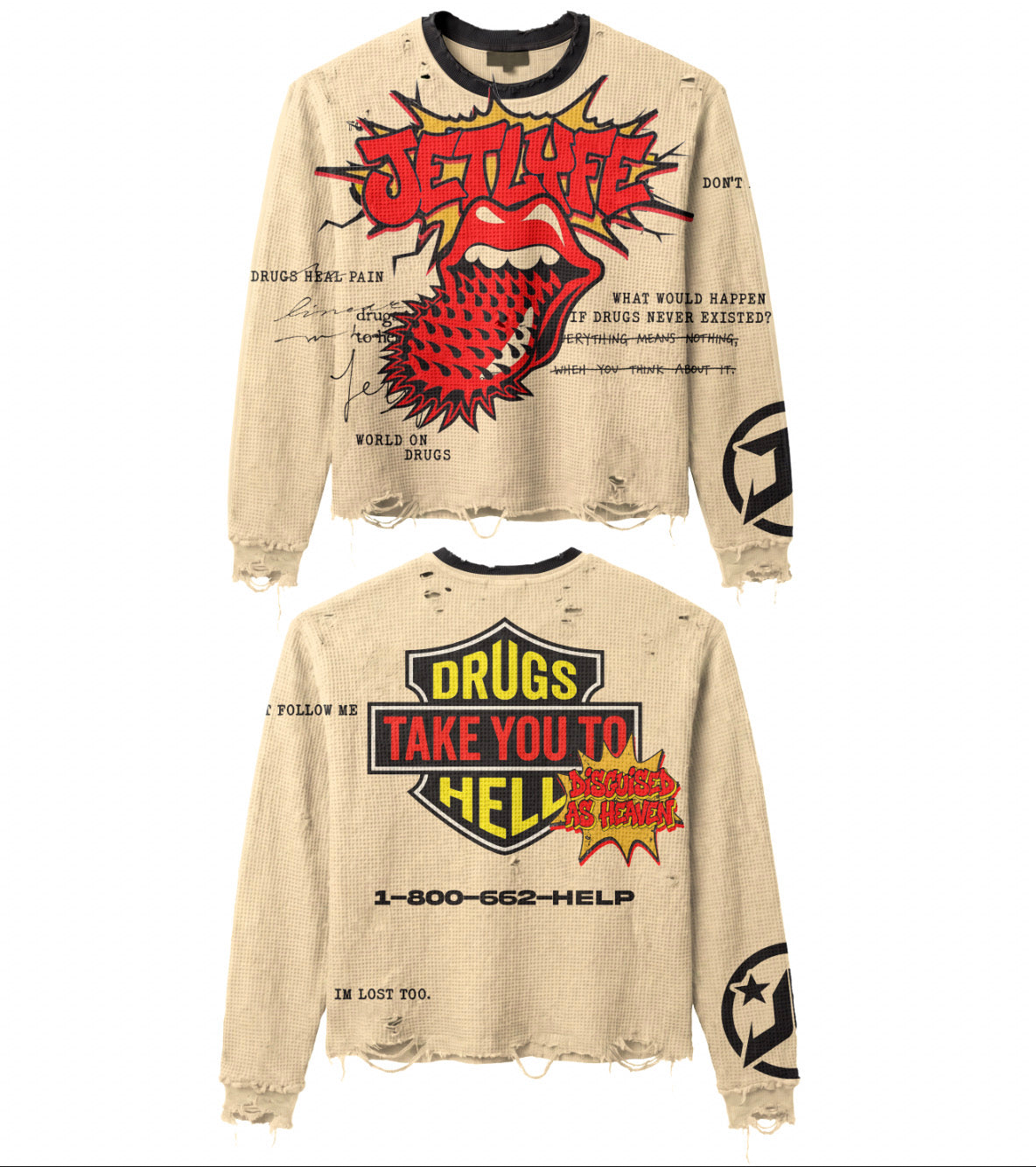 DRUGS TAKE YOU TO HELL WAFFLE LS