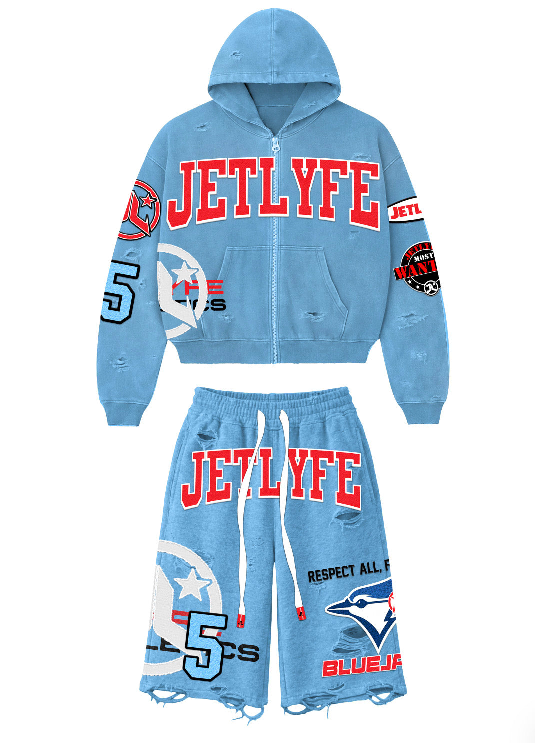 BLUE JAYS DISTRESSED HOODIE
