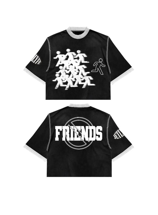 NO FRIENDS TEE (RHINESTONES)