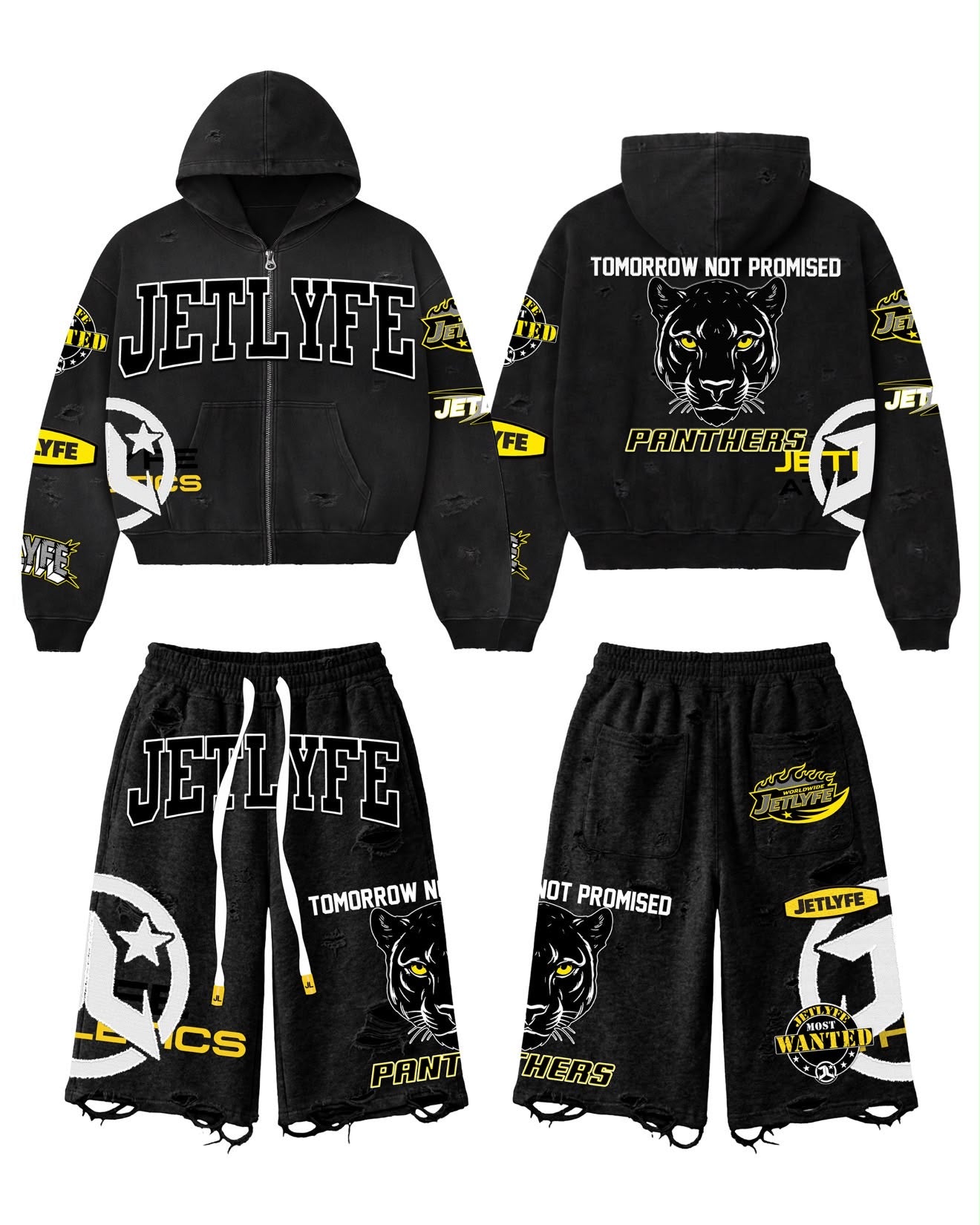 PANTHERS DISTRESSED HOODIE