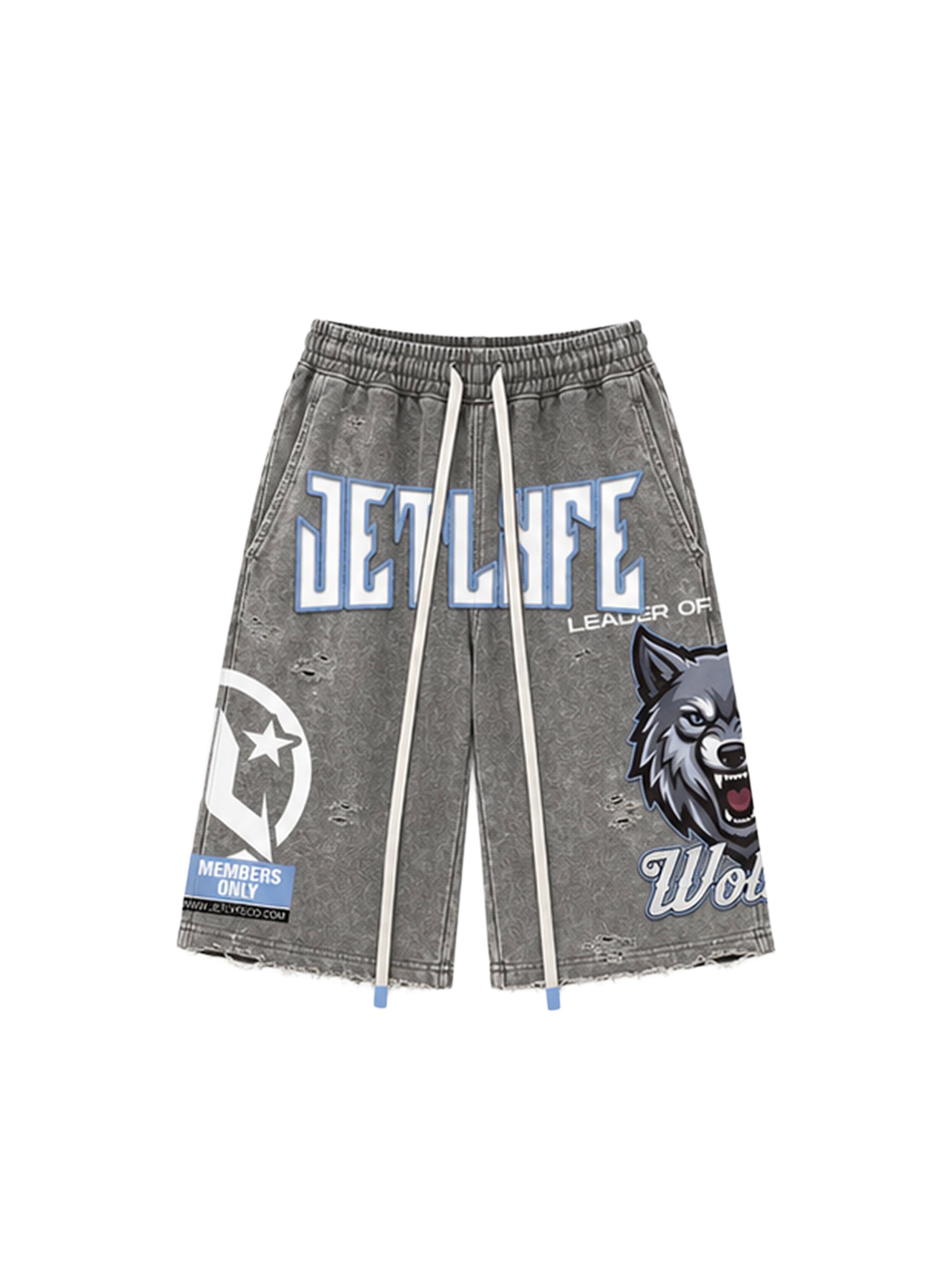 WOLF GREY 3/4 DISTRESSED SHORTS