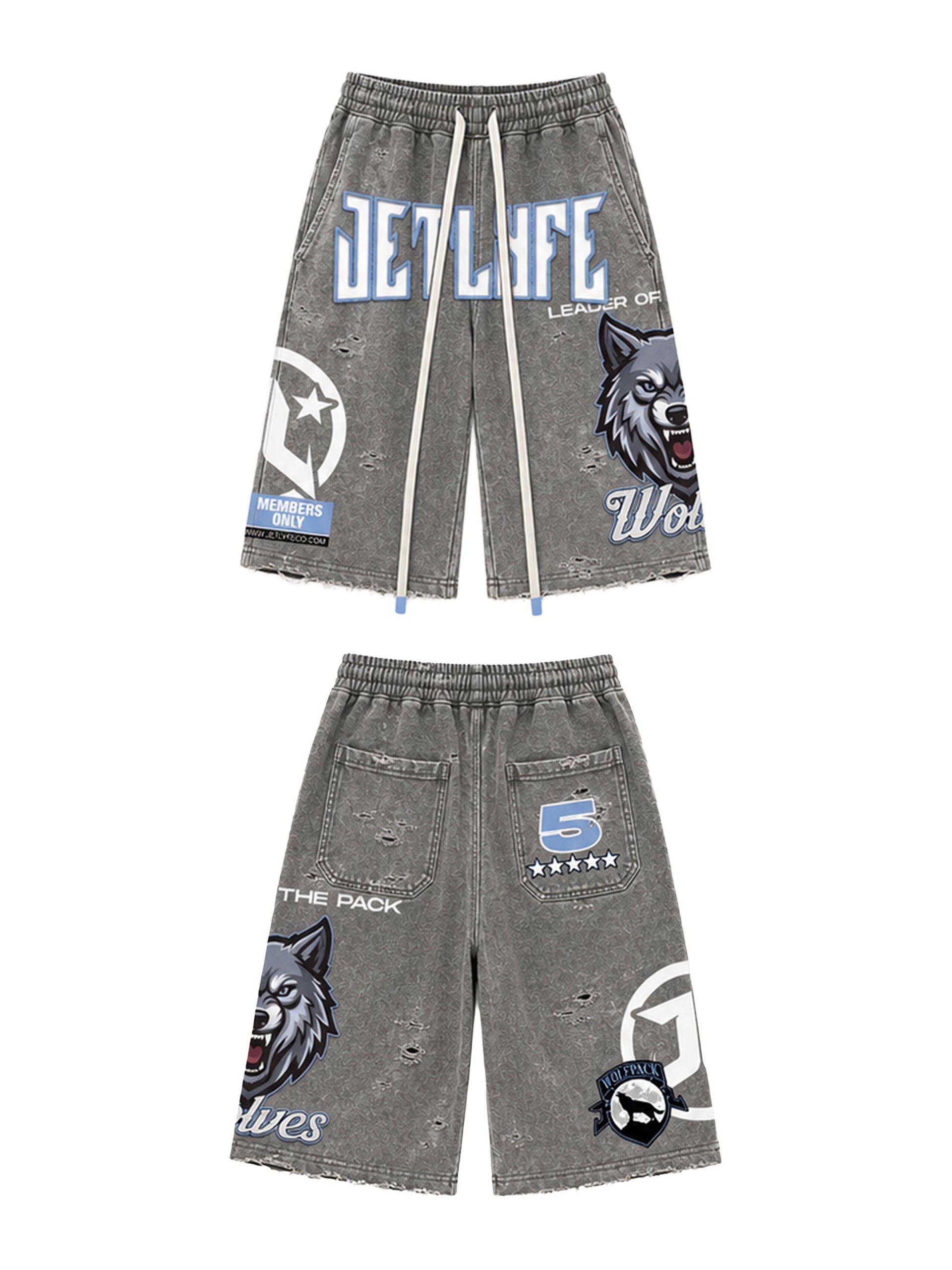 WOLF GREY 3/4 DISTRESSED SHORTS
